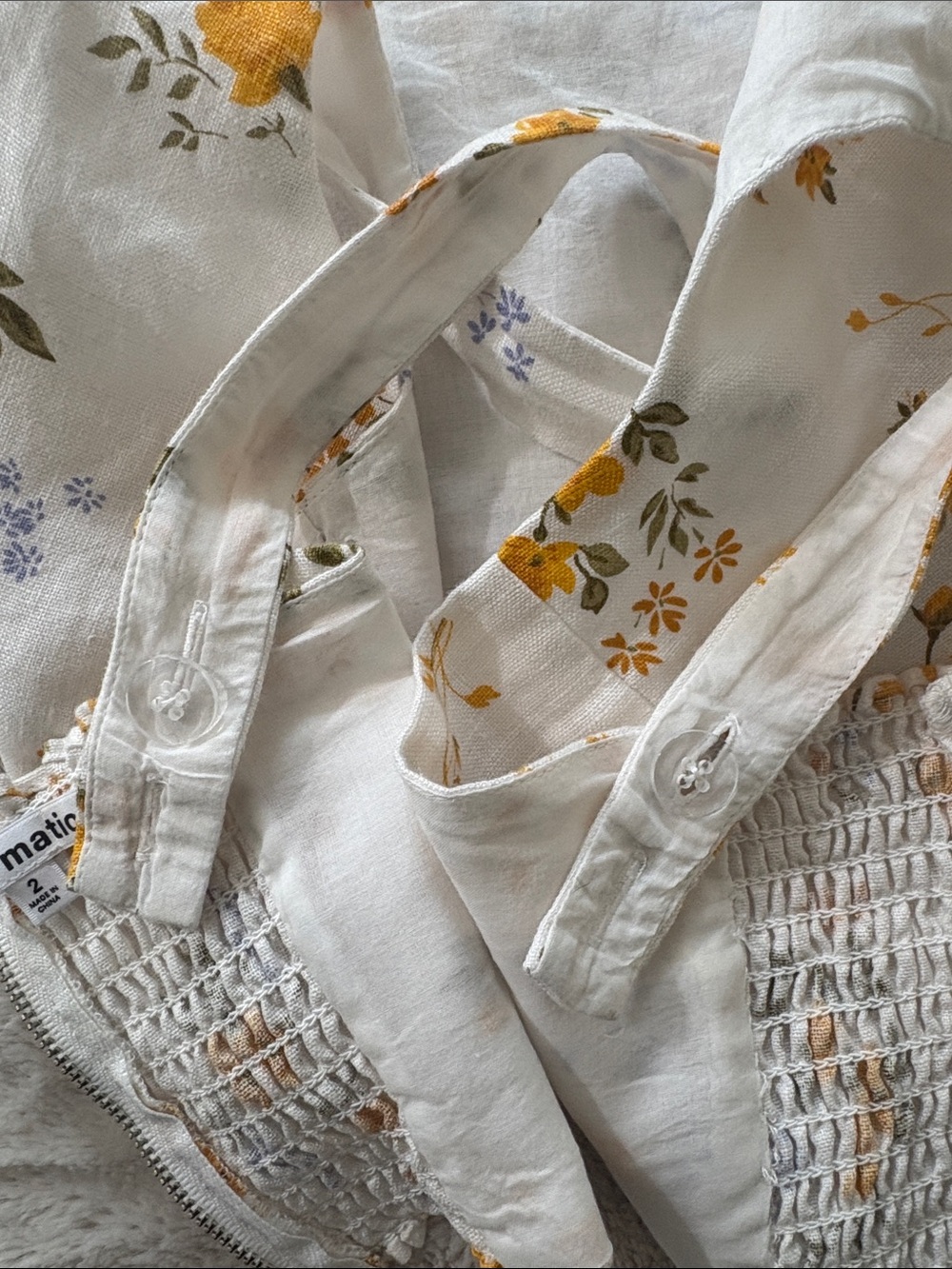 Reformation Cream Floral Square-Neck Crop Top with Yellow Blossoms - Picture 10 of 12